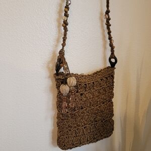 Boho straw crossbody purse